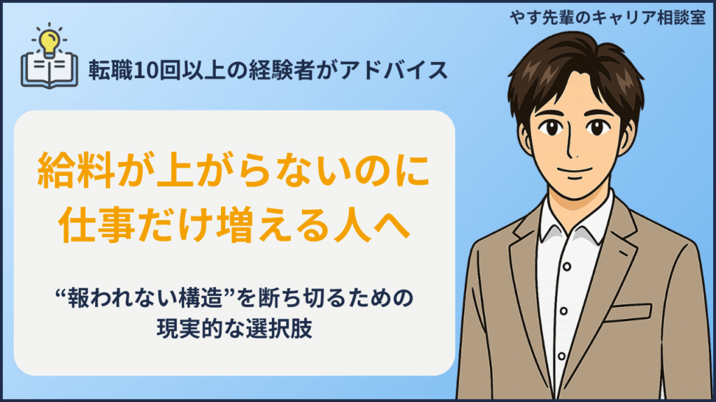 給料が上がらないのに仕事が増える理由とは？努力が報われない人の共通点と抜け出す方法についてやす先輩が解説