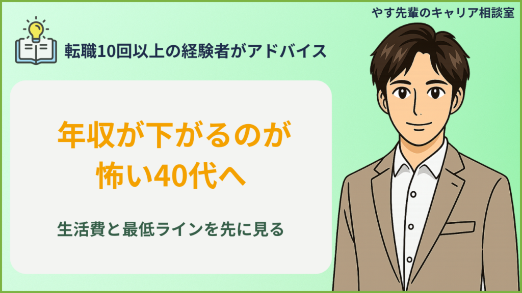 40代で転職年収が下がるのが怖い時に家計表と求人年収を見比べる場面