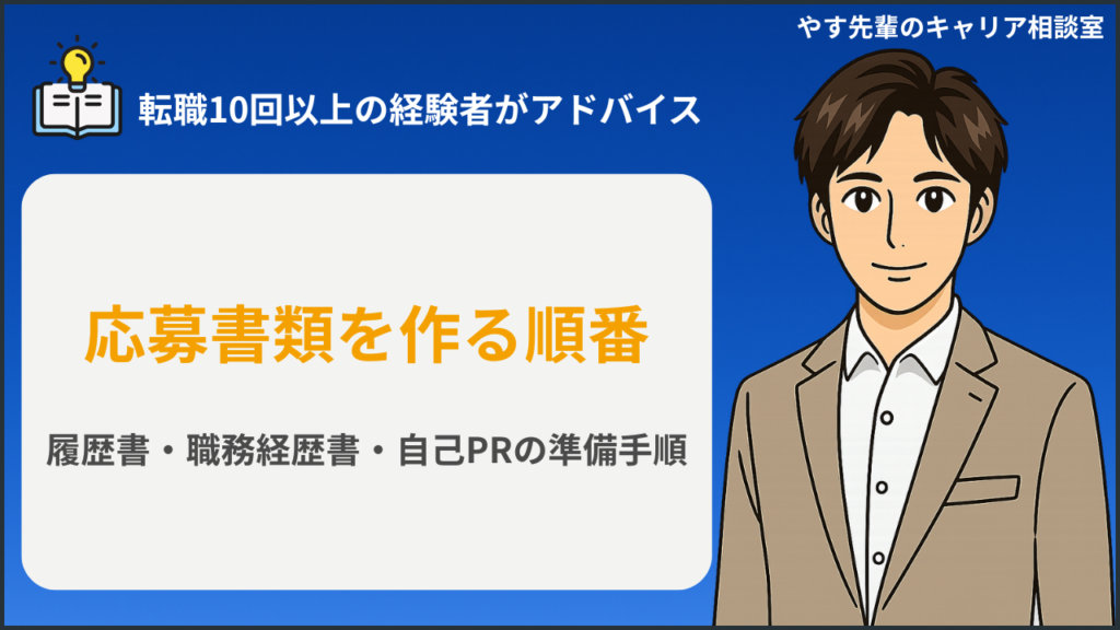 転職の応募書類を作る順番を整理しているイメージ