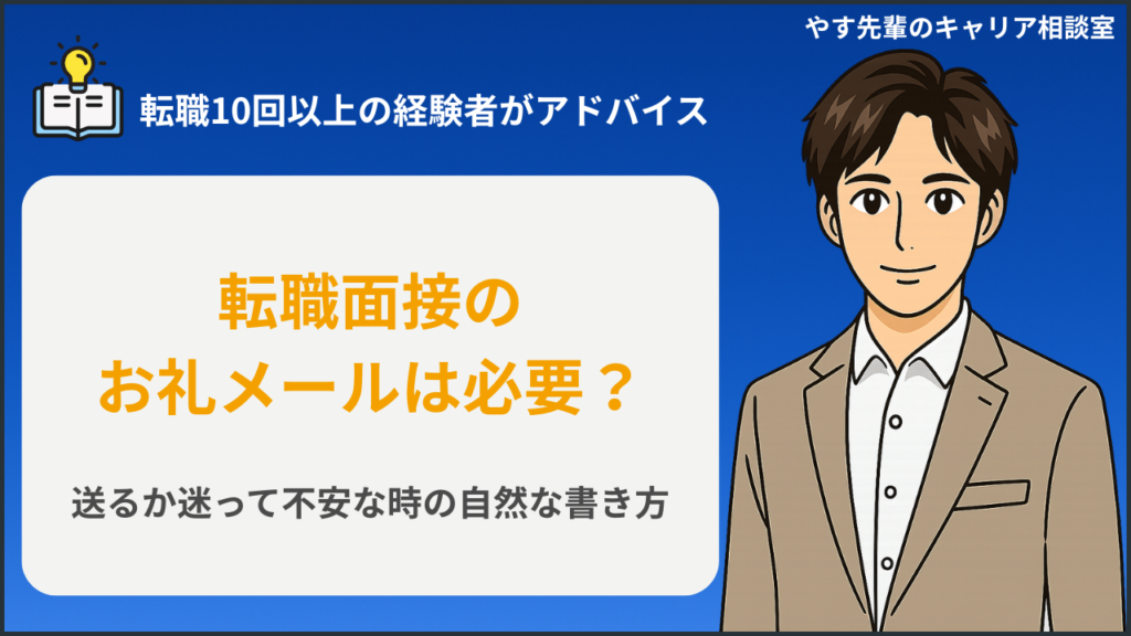 転職面接後のお礼メールを送るか迷う人が、短い文面を落ち着いて整えているイメージ
