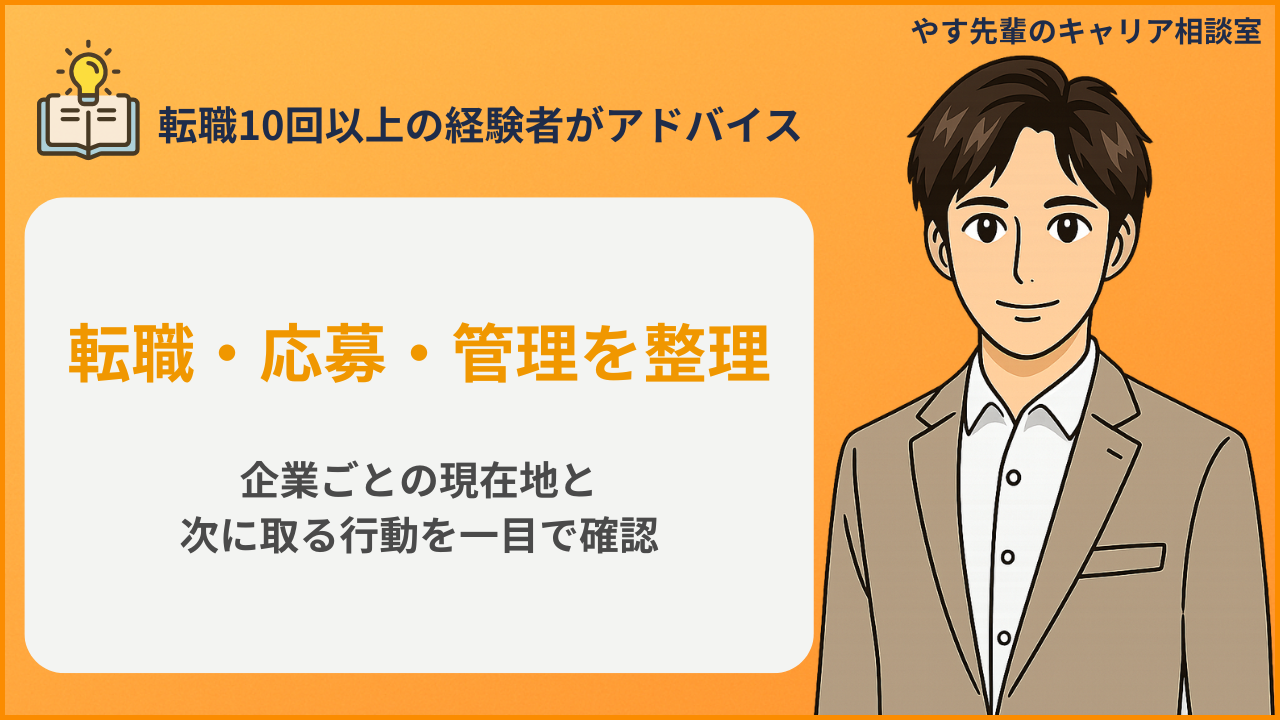転職の応募先をどう管理する？選考状況を見失わない記録ルールの判断項目を整理するイメージ
