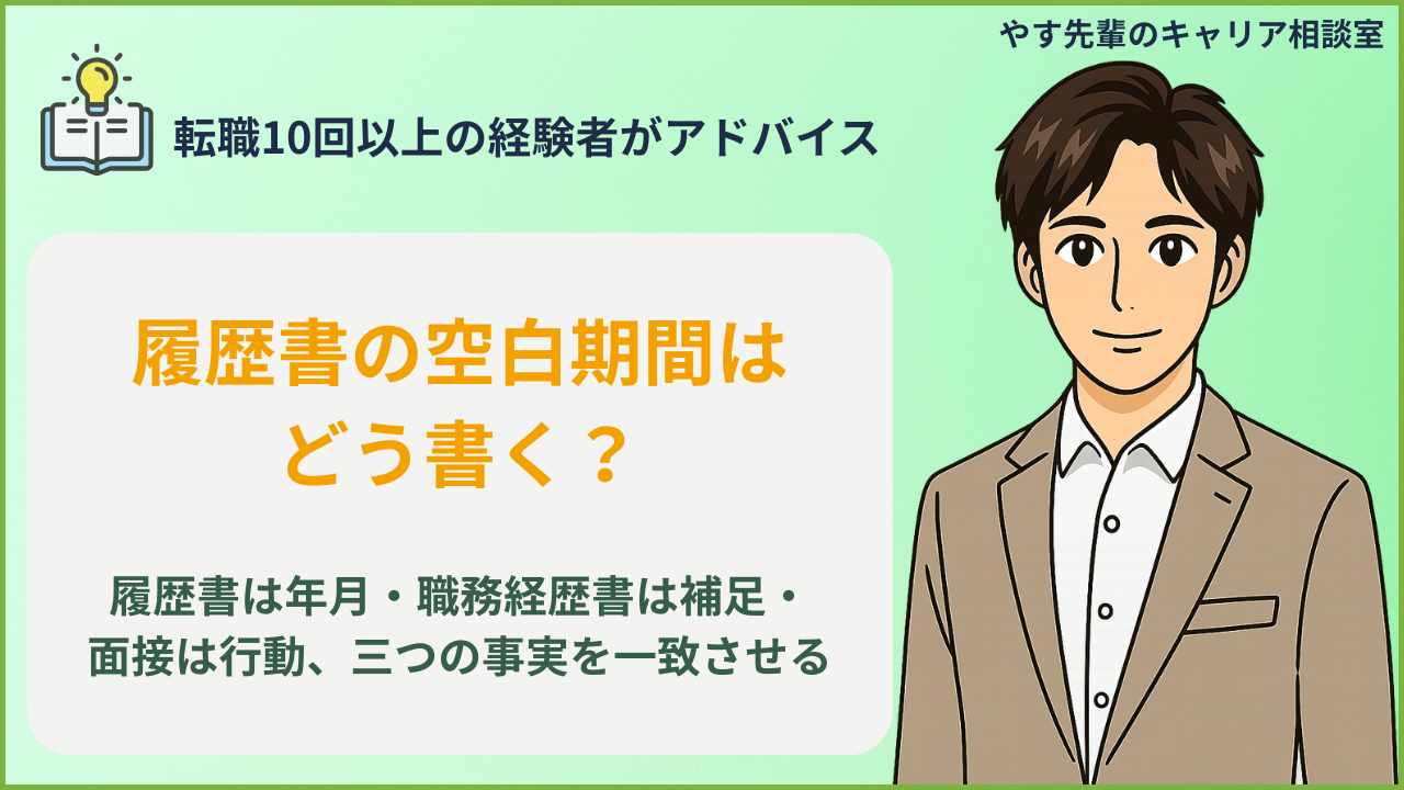 履歴書の空白期間はどう書く？職務経歴書との分け方と記載例の判断項目を整理するイメージ