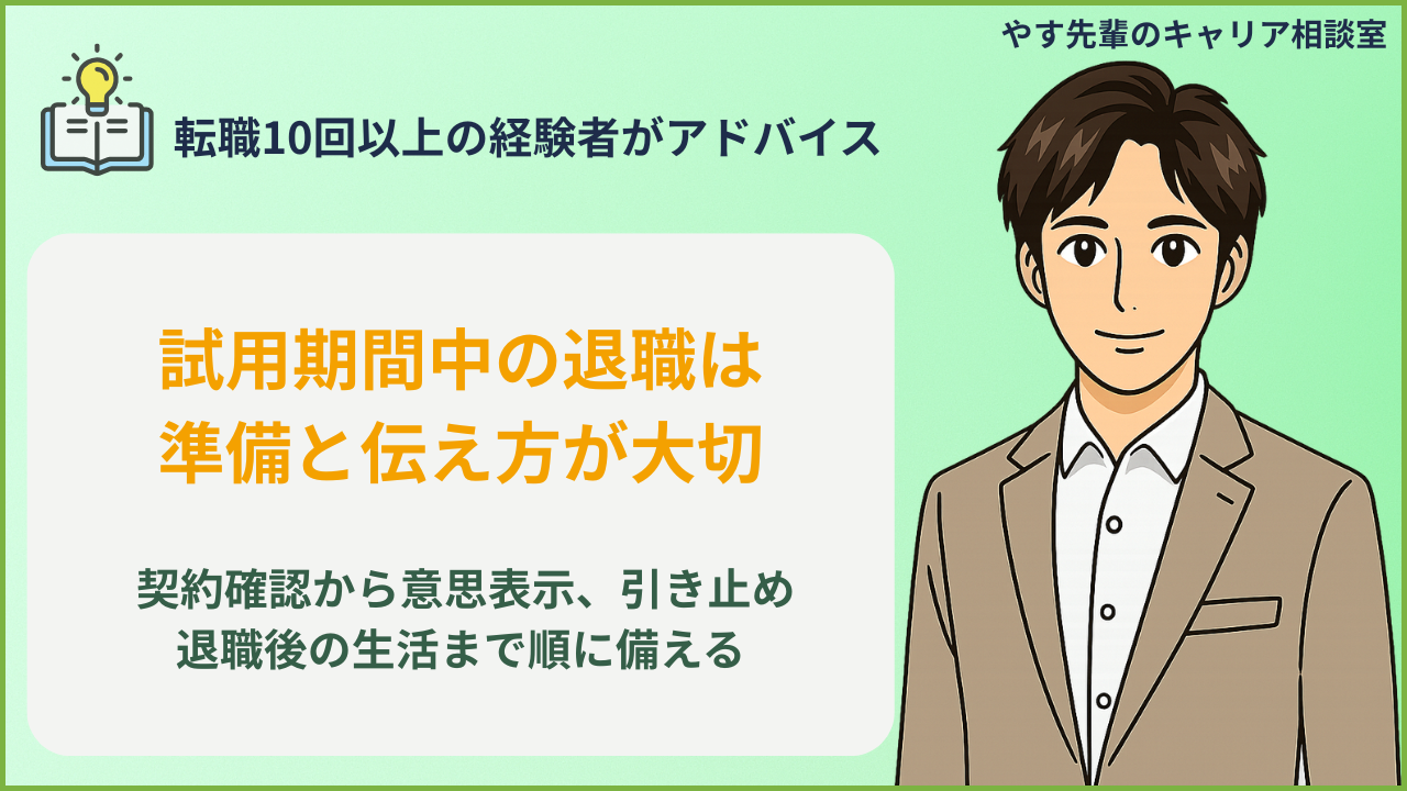 試用期間中に退職を伝える手順と注意点を確認するイメージ