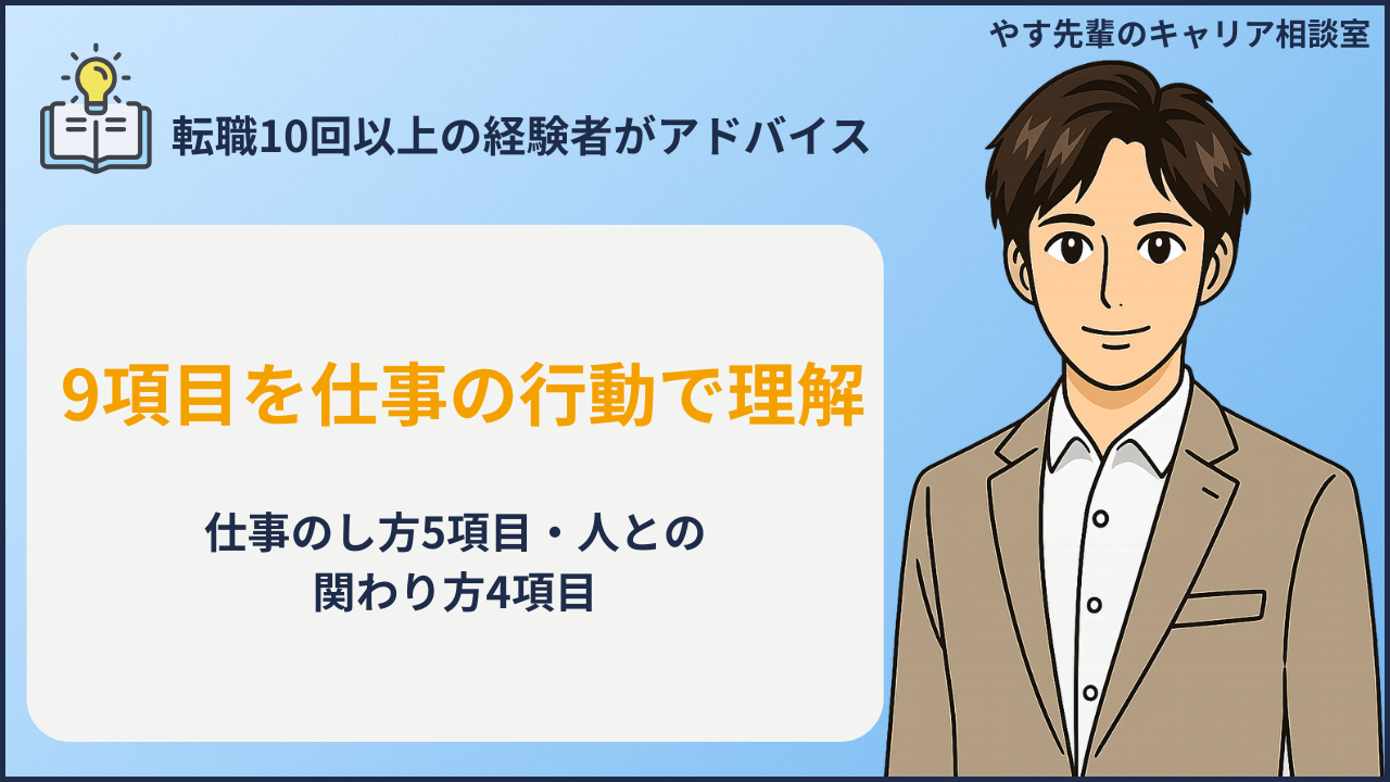 ポータブルスキルの公式9項目を二分類で整理したイメージ